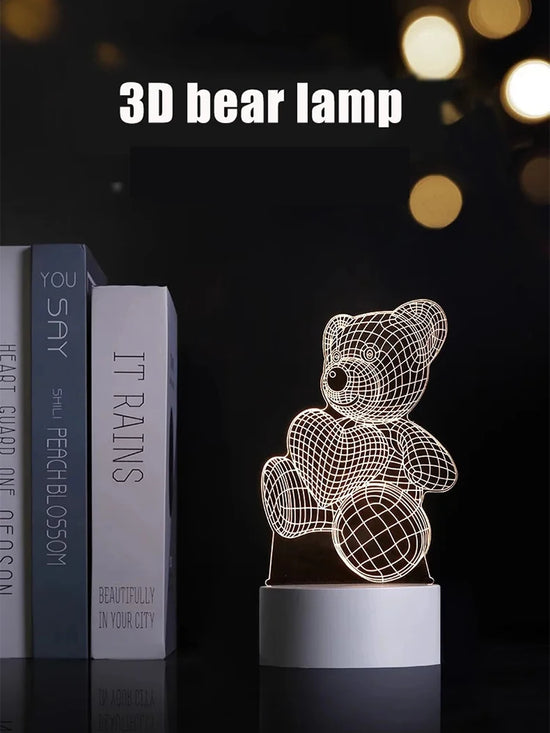 Lampada 3D orso acrilico USB LED – night light decorativa “Bear” per camera da letto, regalo compleanno o matrimonio