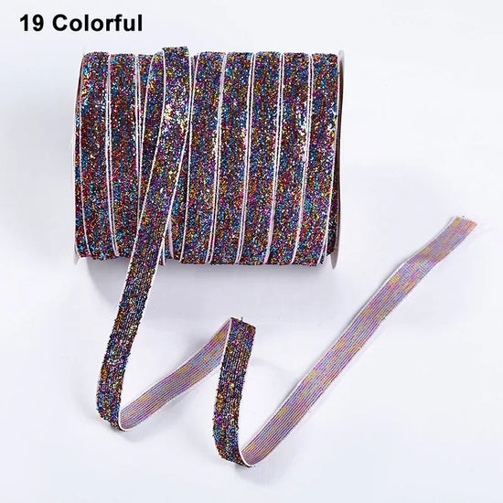 Nastro velluto glitter 10 mm – 50 metri multicolore per decorazioni, fai-da-te, confezioni regalo e artigianato