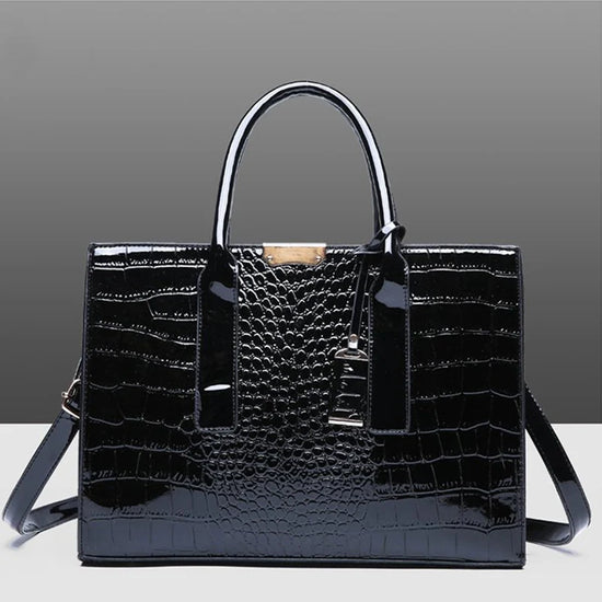 Borsa donna effetto coccodrillo con zip e tracolla - foto 16 della galleria