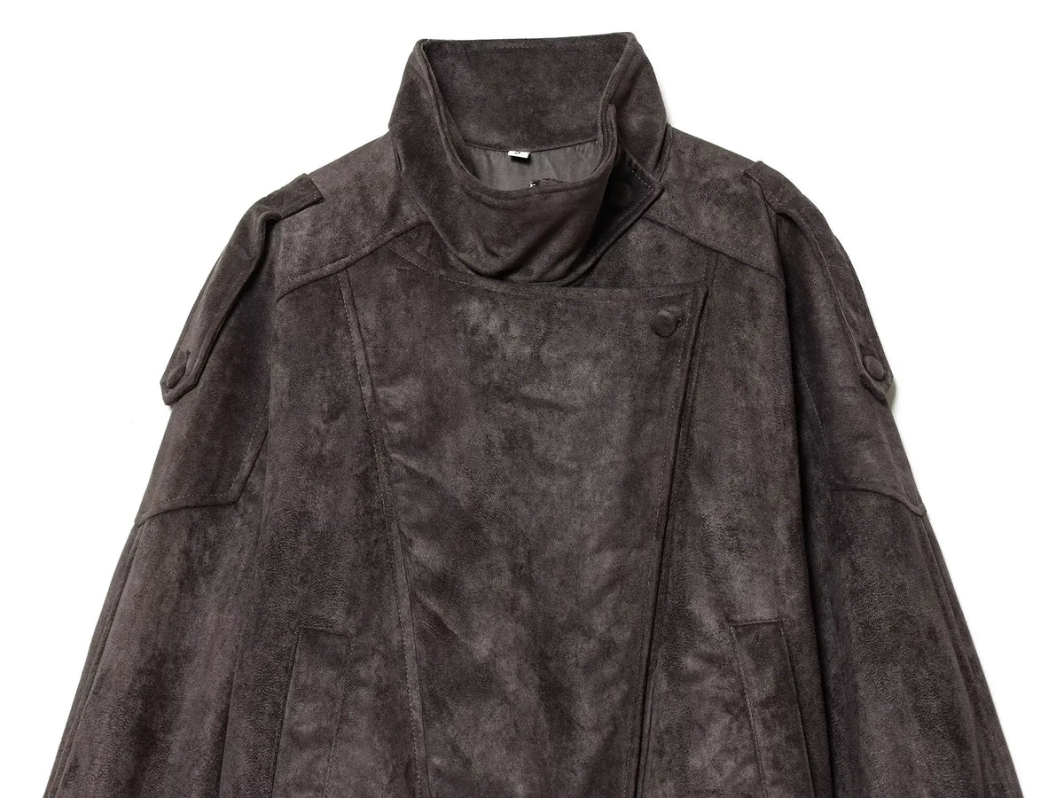 Giacca Effetto Camoscio Donna con Collo Alto e Zip - immagine 9