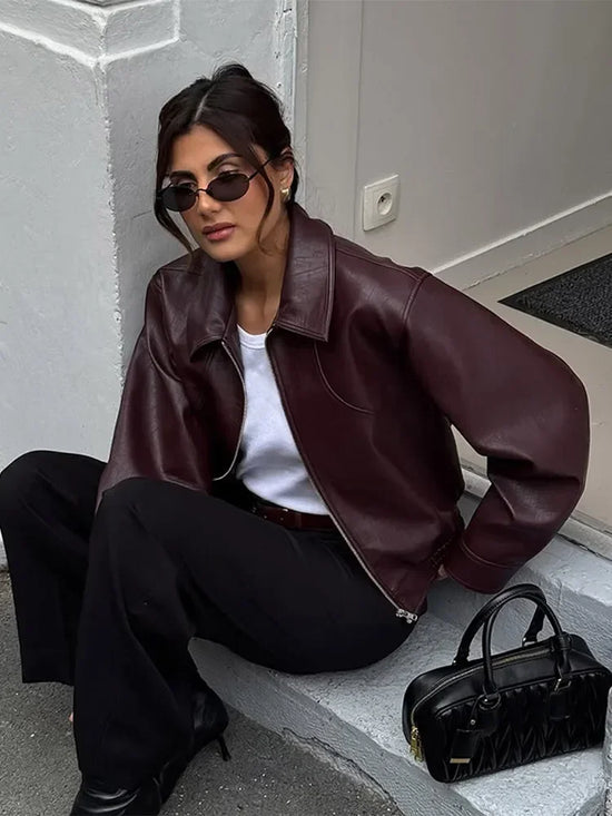 Giacca Donna Effetto Pelle Vintage con Zip - immagine 49