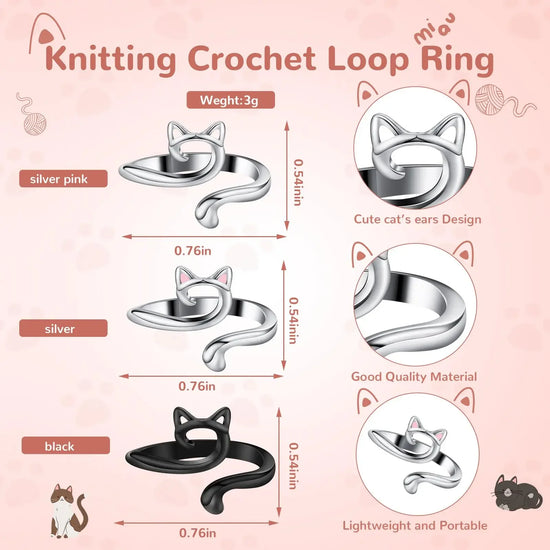 Set 2 ring guida filo regolabili per uncinetto/maglia – anello regolabile finger yarn guide / thimble per tensione costante