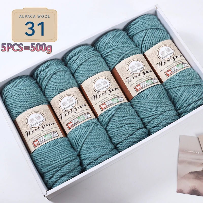 Set 5 gomitoli filato spesso alpaca 500 g – yarn grosso per maglioni, cappotti e crafting inverno