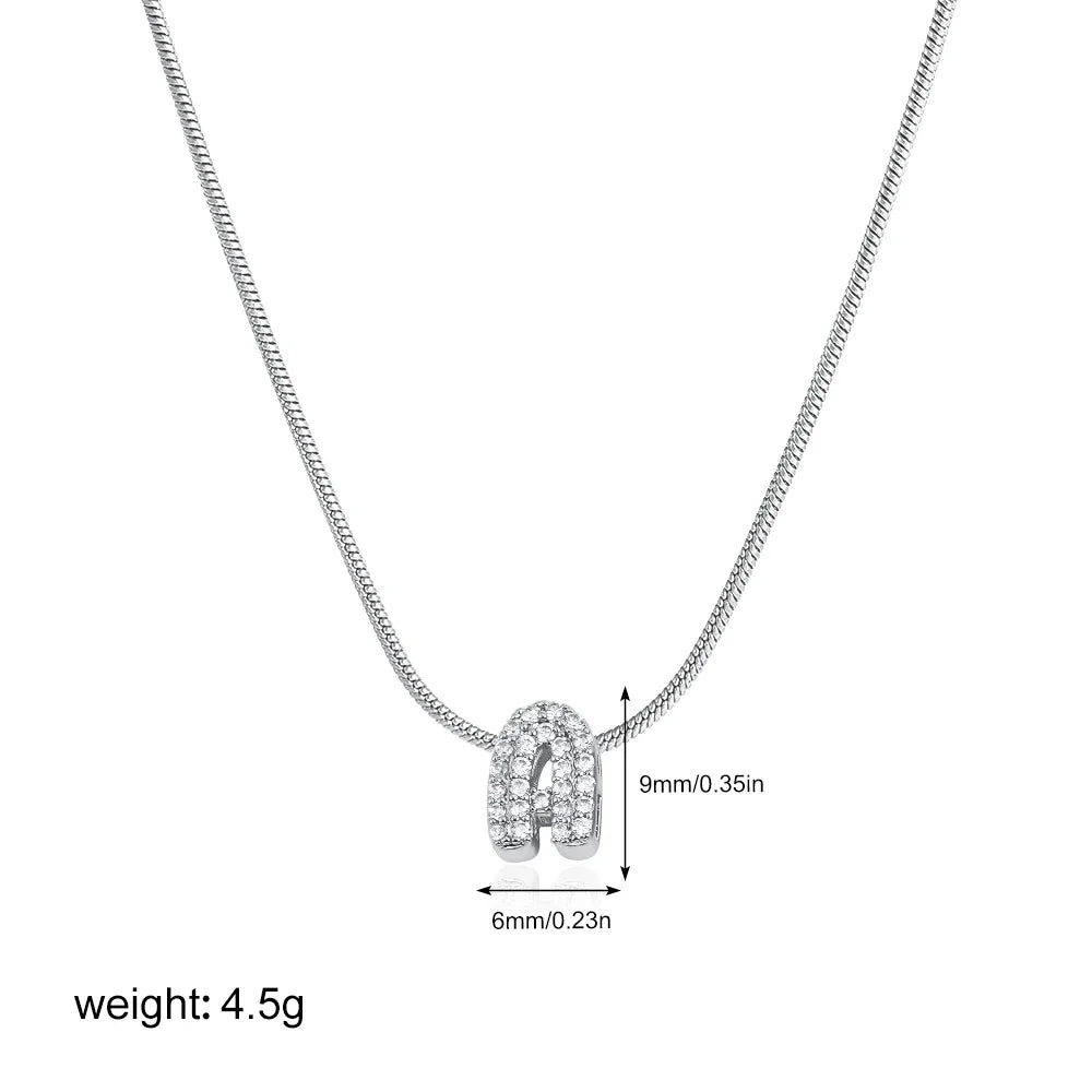 Collana iniziale personalizzabile A–Z con pavé di zirconi – acciaio, elegante