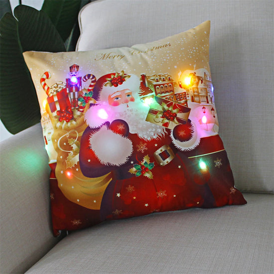 Copricuscino natalizio LED 45×45 cm ‒ federa luminosa decorativa per Natale, addobbo casa & divano
