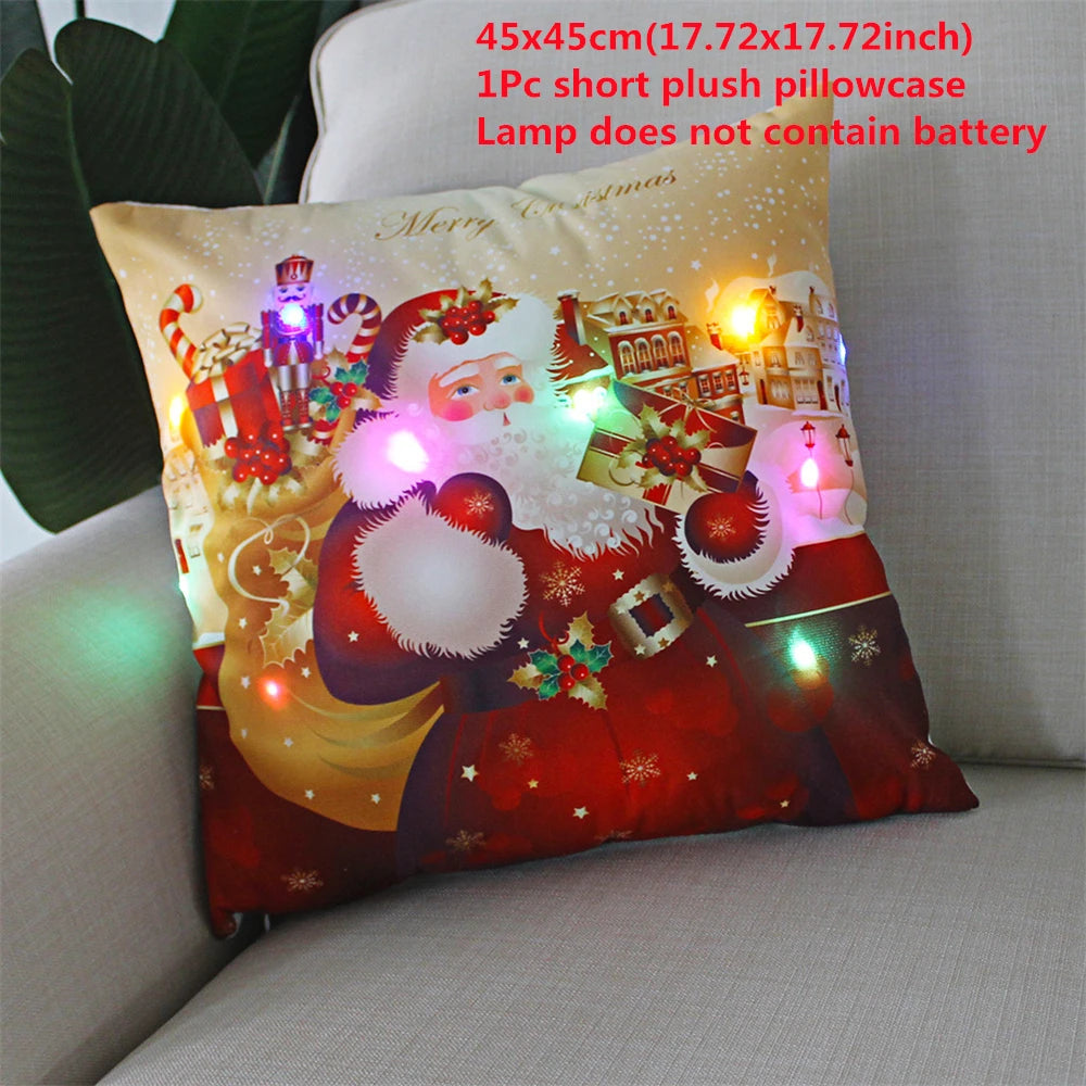 Copricuscino natalizio LED 45×45 cm ‒ federa luminosa decorativa per Natale, addobbo casa & divano