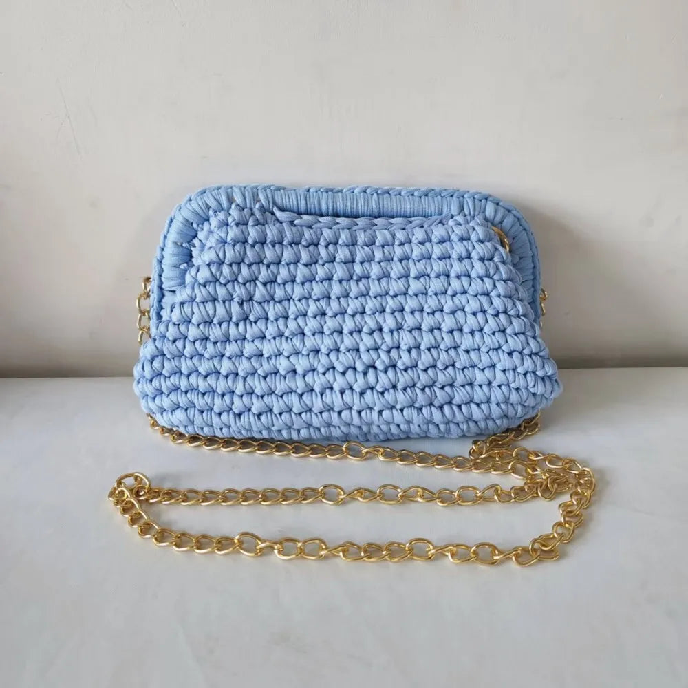 Borsa Clutch Donna Intrecciata a Spalla in Stile Crochet – Bag Elegante Fatta a Mano