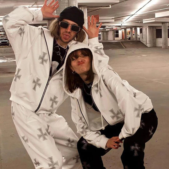 Felpa con cappuccio, zip e strass stile Y2K