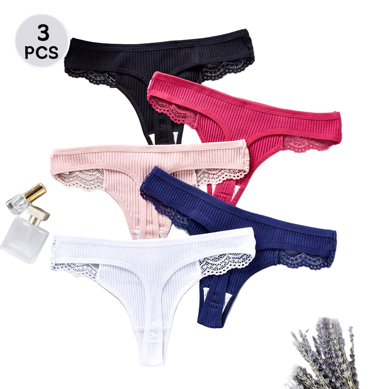 Set 3 pezzi G-string donna in cotone antibatterico – mutandine vita bassa traspiranti e asciugatura rapida, underwear comfort quotidiano