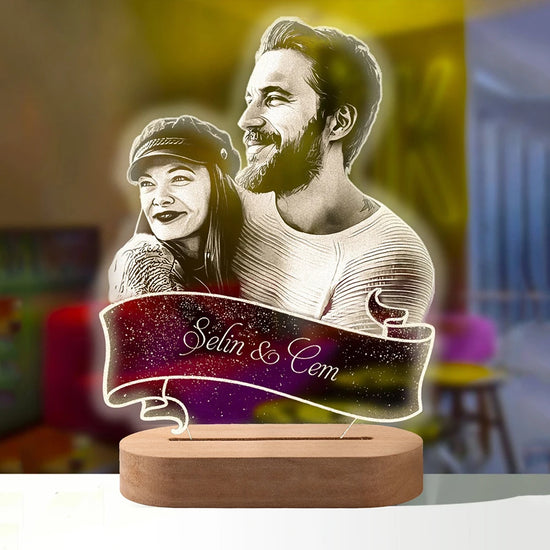 Lampada LED 3D Personalizzata con Foto, Nome e Data – Regalo Romantico per Coppie