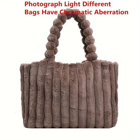 Tote bag rigata in faux fur – Borsa soffice a spalla a righe