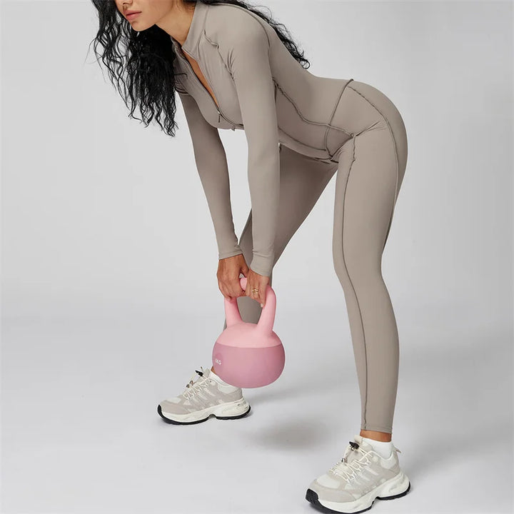 Tuta Sportiva Donna Intera con Zip – Body Fitness per Palestra e Yoga