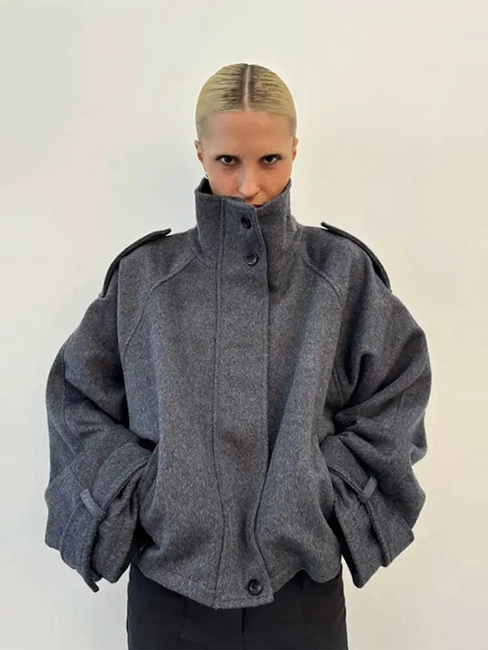 Giacca Donna Effetto Pelliccia con Zip e Collo Alto - immagine 1