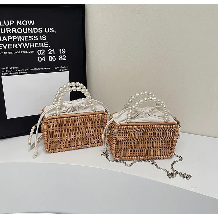 Borsa in Paglia con Perle Donna – Stile Boho Chic Estivo