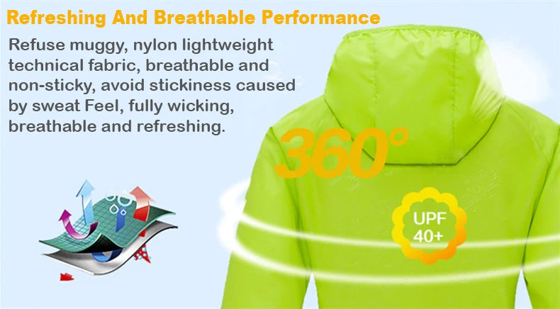 Giacca trekking unisex impermeabile e quick-dry – antivento, anti-UV e pieghevole per escursioni