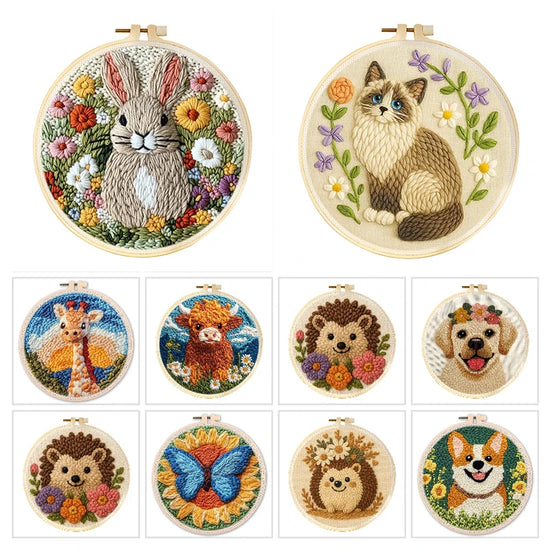 Kit Punch Needle Animali – Ricamo DIY per Principianti