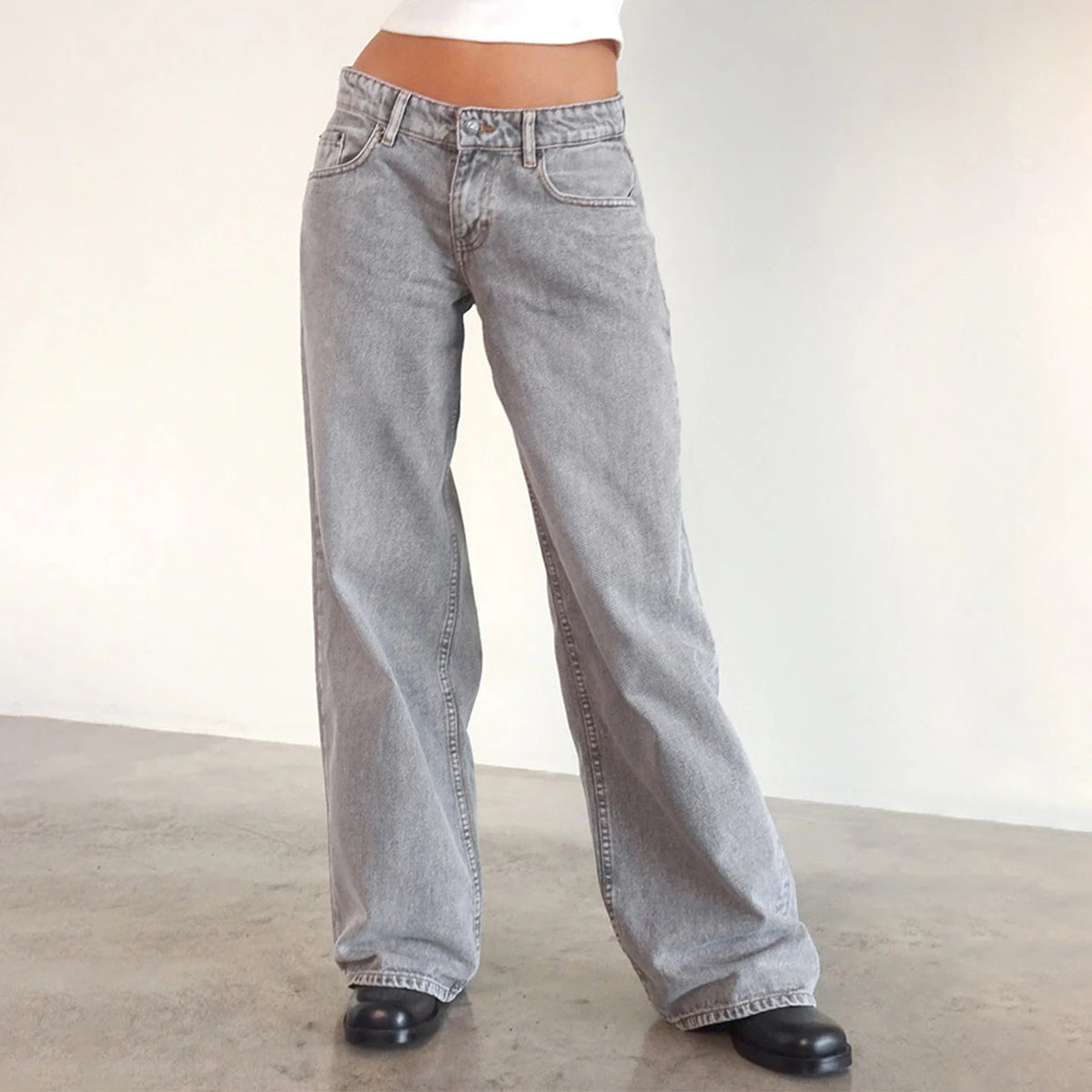Jeans Boyfriend Donna Vita Alta con Tasche – Stile Y2K - dettaglio prodotto