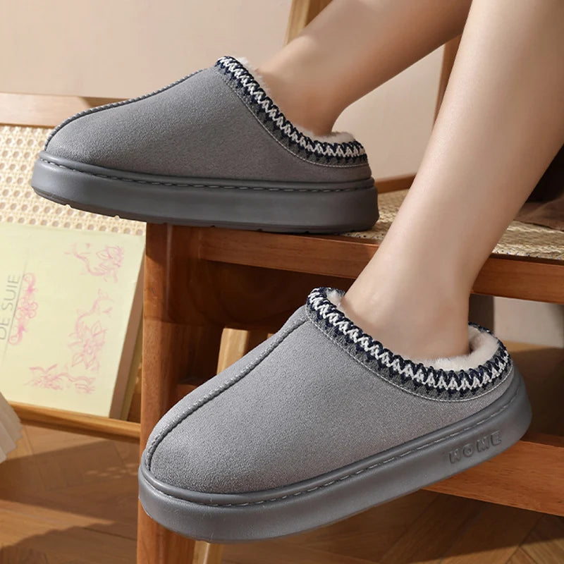 Slippers donna platform inverno 2025 ‒ pantofole fluffy platform indoor/outdoor, suola alta antiscivolo, calde e fashion