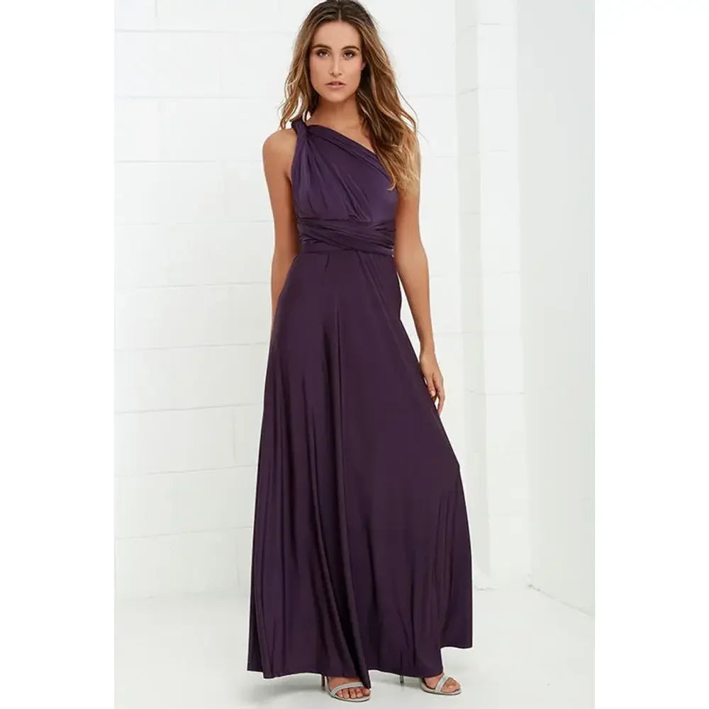 Abito Lungo Multiway Donna con Scollo a V – Vestito Trasformabile Elegante