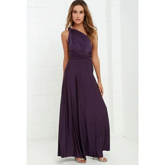 Abito Lungo Multiway Donna con Scollo a V – Vestito Trasformabile Elegante