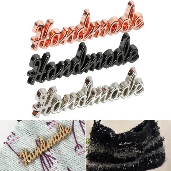 10Pcs Handmade etichette in metallo fatte a mano – Personalizzazione per abbigliamento, scarpe, borse e progetti