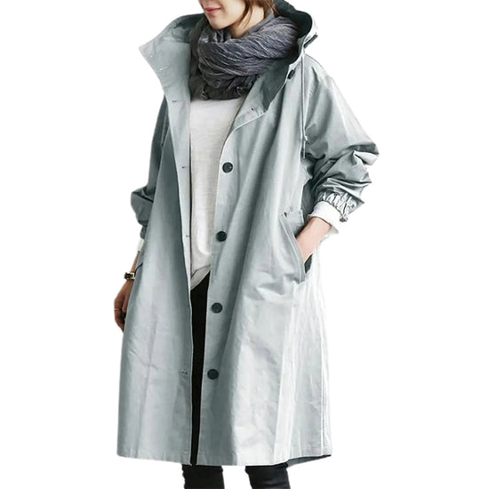 Giacca windbreaker donna con cappuccio, tasche e chiusura a bottoni – antivento, impermeabile, quick-dry, perfetta per escursioni e outdoor