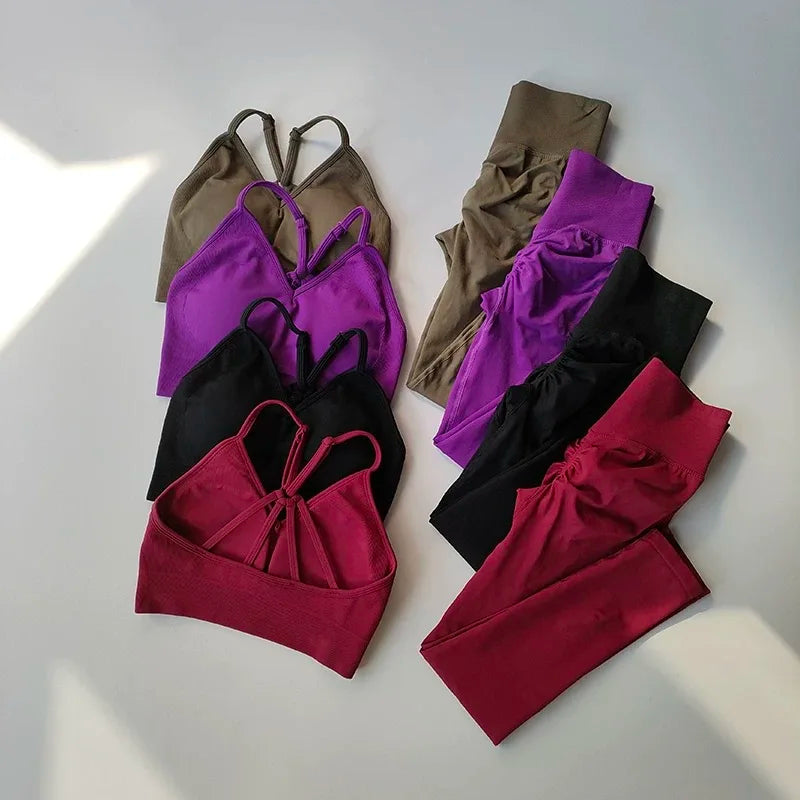Completo Sportivo Fitness Donna Vita Alta – Set Yoga, Running e Allenamento