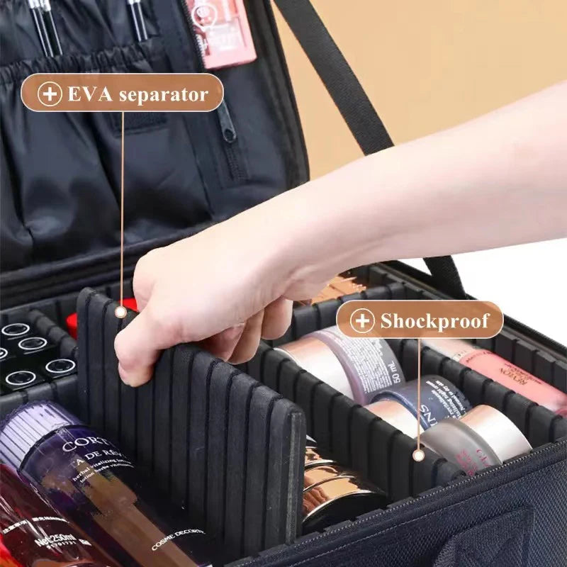 Borsa cosmetici grande in tessuto Oxford – beauty case da viaggio donna grande capacità, organizer make-up waterproof