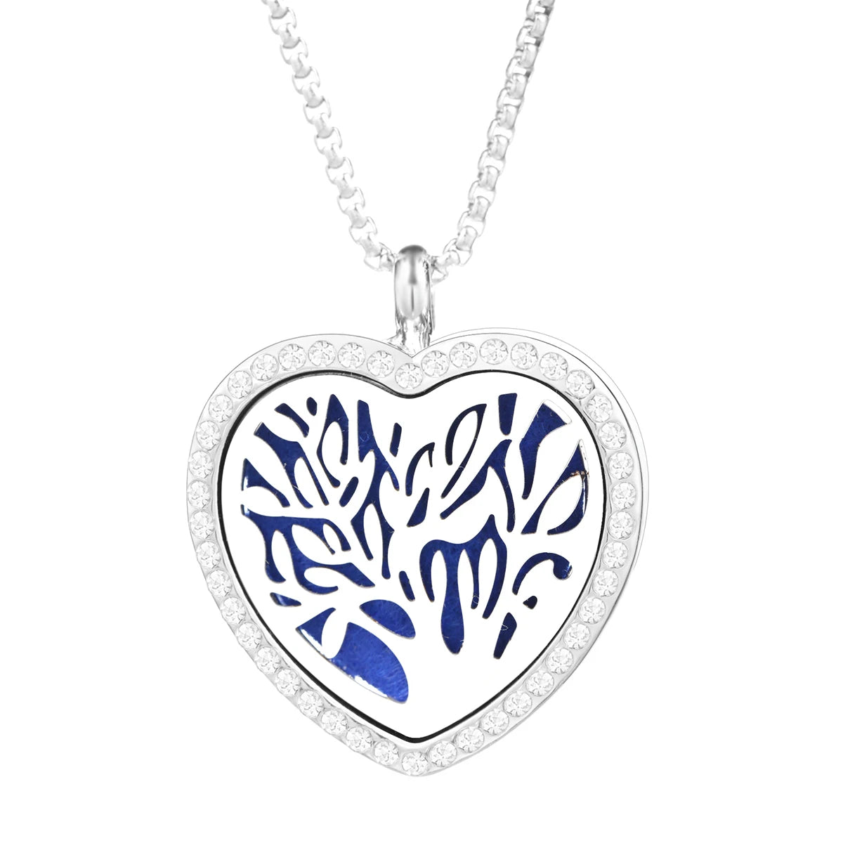 Collana Diffusore a Cuore con Strass in Acciaio Inox – Ciondolo Aromaterapia per Profumi e Oli Essenziali