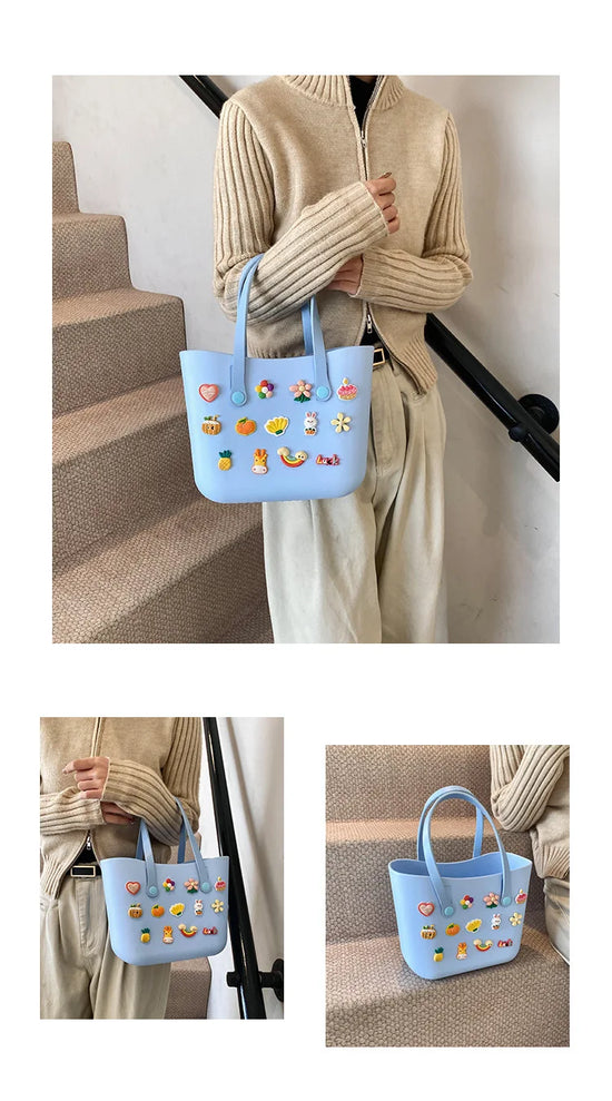 Borsa Mare Colorata Impermeabile – Cestino Estivo Donna Multicolore per Spiaggia e Piscina