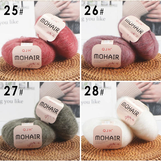 Set 6 gomitoli filato mohair morbido – lana angora effetto fluffy per maglioni, sciarpe, shawl fai-da-te