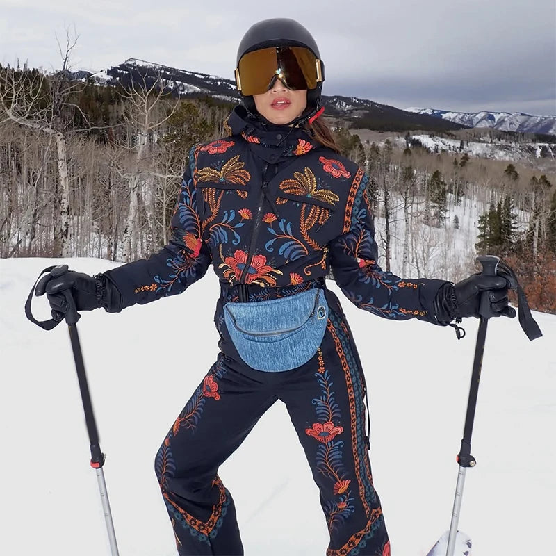 Tuta da neve donna con cappuccio, bianca o fantasia