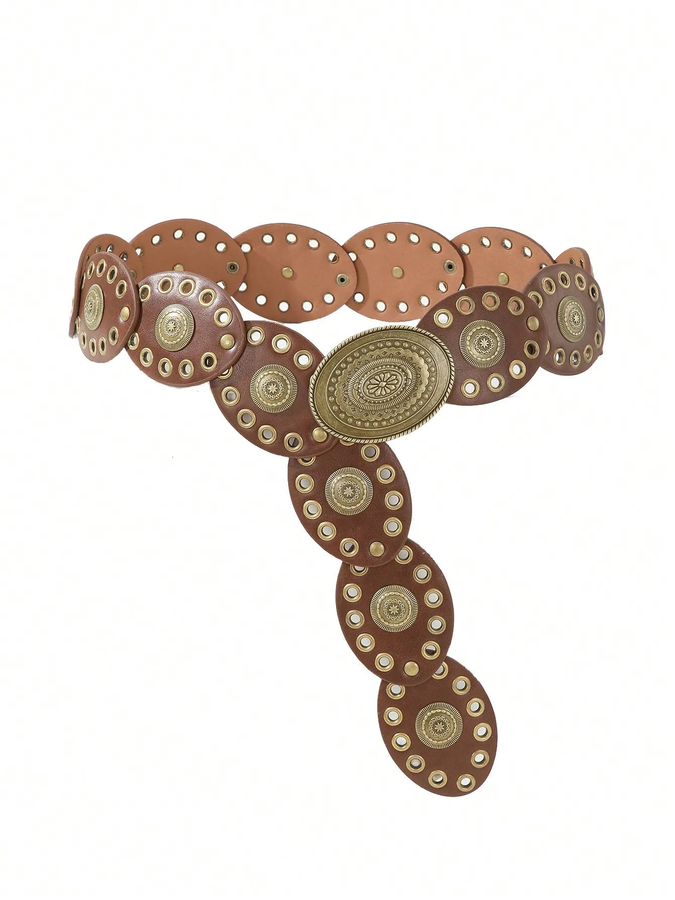 Cintura boho patchwork retrò con fibbia ovale – vintage oval buckle belt stile western / cowboy donna