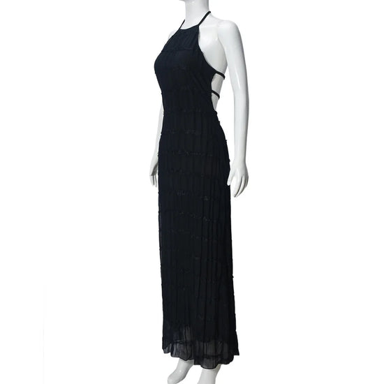 Abito Lungo Donna con Schiena Scoperta e Pieghe – Vestito Elegante Lotus Leaf 2026