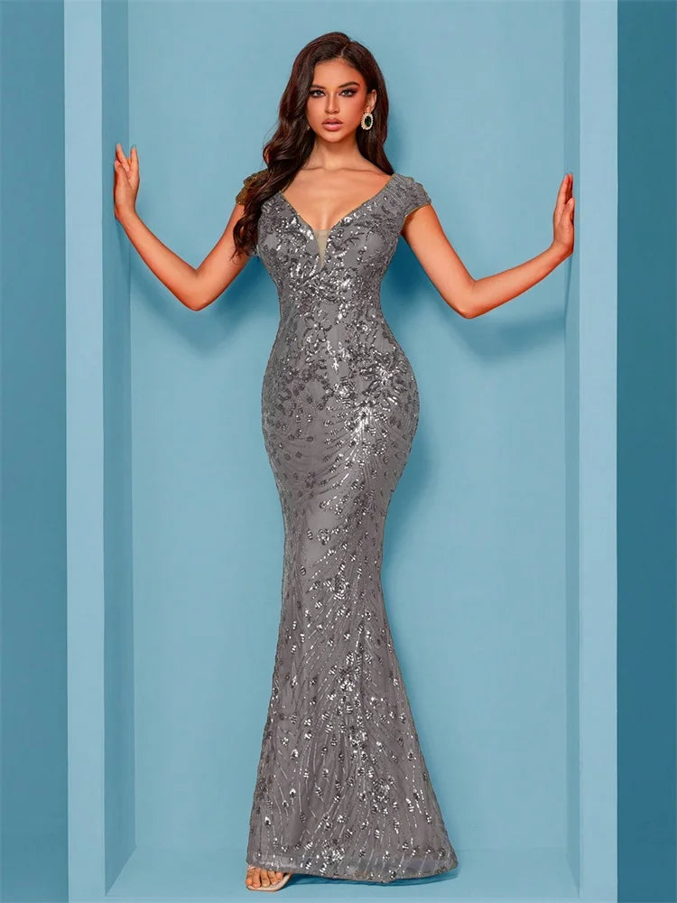 Abito Mylly Lungo Elegante – Dress Cerimonia con Paillettes per Damigelle e 18°