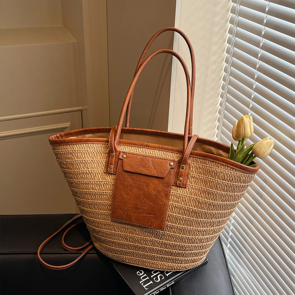 Borsa Donna in Paglia Intrecciata – Tote Estiva con Zip