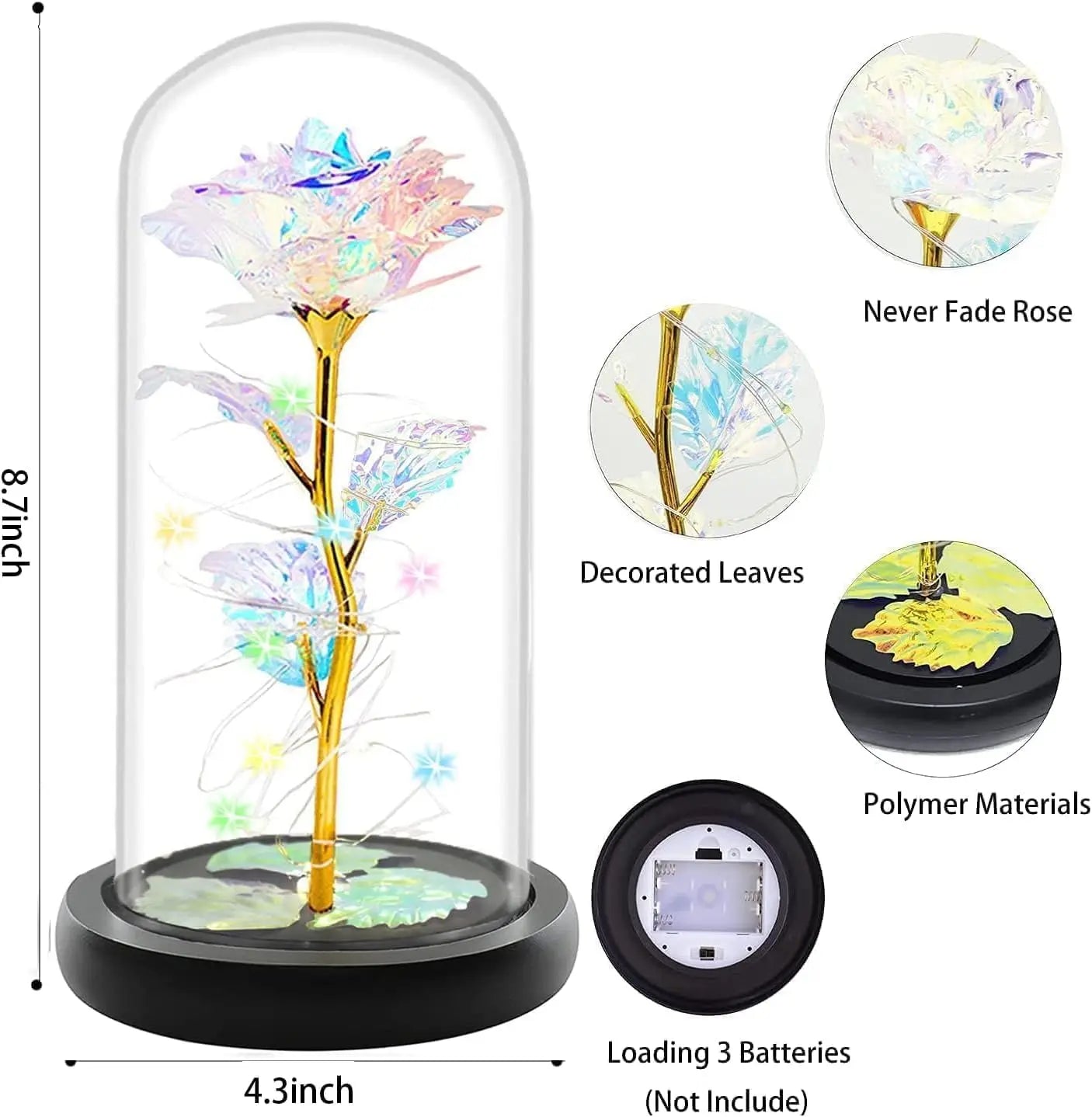 Rosa Eterna LED in Vetro – Fiore Romantico Regalo San Valentino
