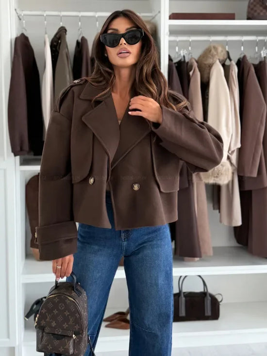 Mini coat in lana donna 2025 – Giacca corta con collo da tailleur, versatile ed elegante per l’autunno/inverno