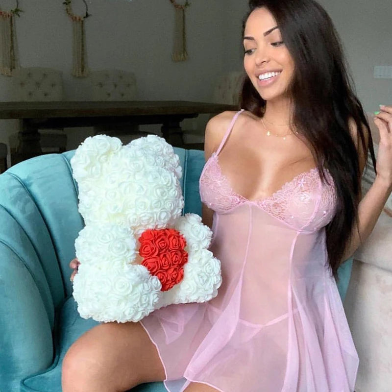 Orsetto di Rose Artificiali 40 cm Regalo Romantico per San Valentino e Anniversario