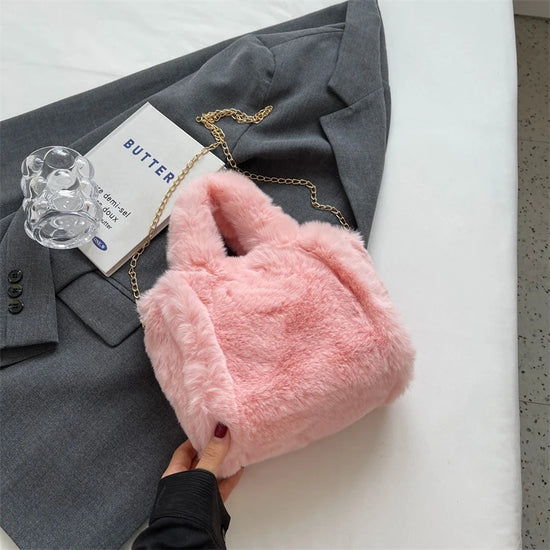 Shopper Tote Donna in Ecopelliccia Invernale – Borsa Furry Fluffy a Tracolla o Spalla