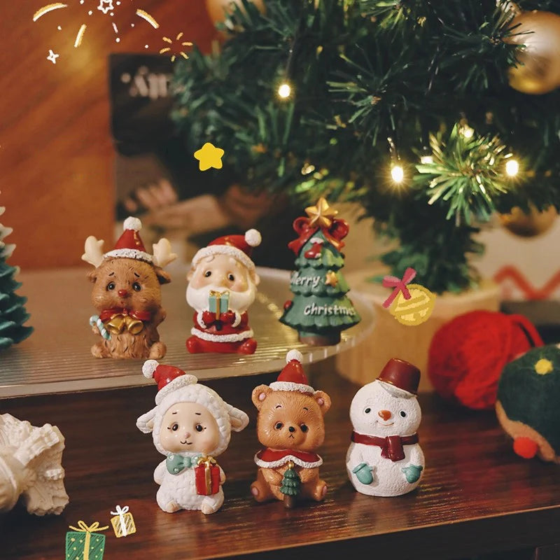 Decorazioni natalizie da scrivania 2025 ‒ set figurine Piccolo Babbo Natale + Alberello ornamentale per ufficio e casa