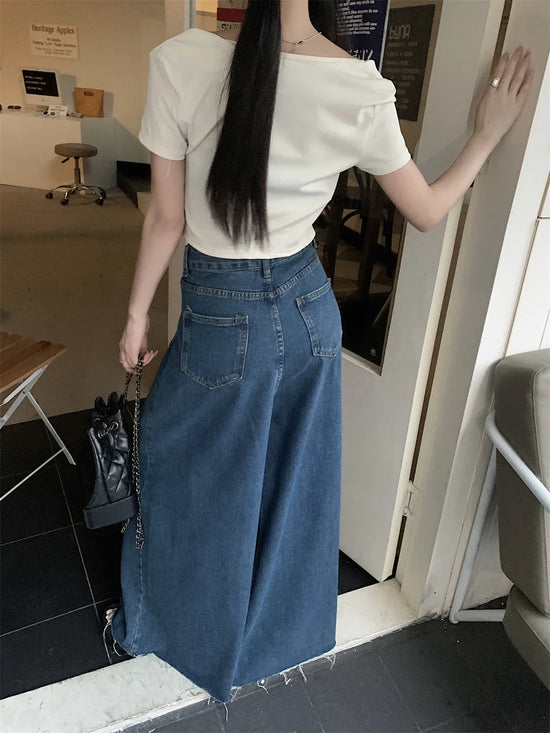 Baggy Jeans  larghi a vita alta effetto corsetto: stile Y2K con un tocco retrò per look streetwear di tendenza