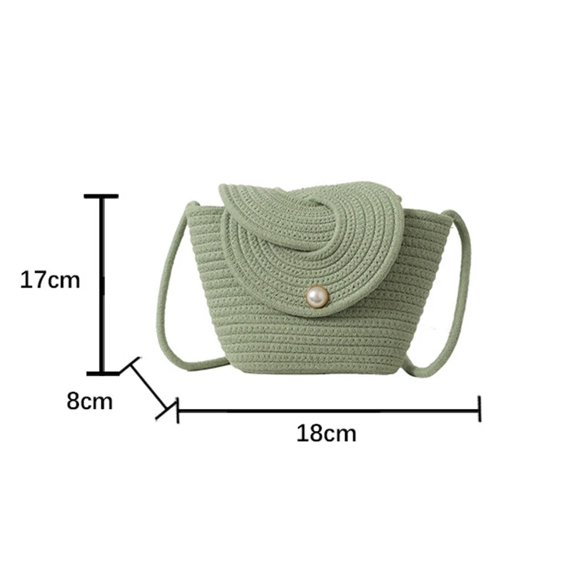 Borsa a Tracolla Estiva Donna in paglia Intrecciato Stile Vacanza