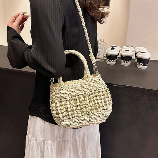 Borsa Piccola a Tracolla Donna in Paglia Intrecciata - Leggera e Trendy