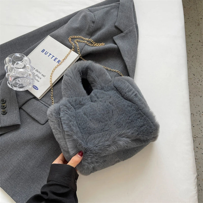 Shopper Tote Donna in Ecopelliccia Invernale – Borsa Furry Fluffy a Tracolla o Spalla