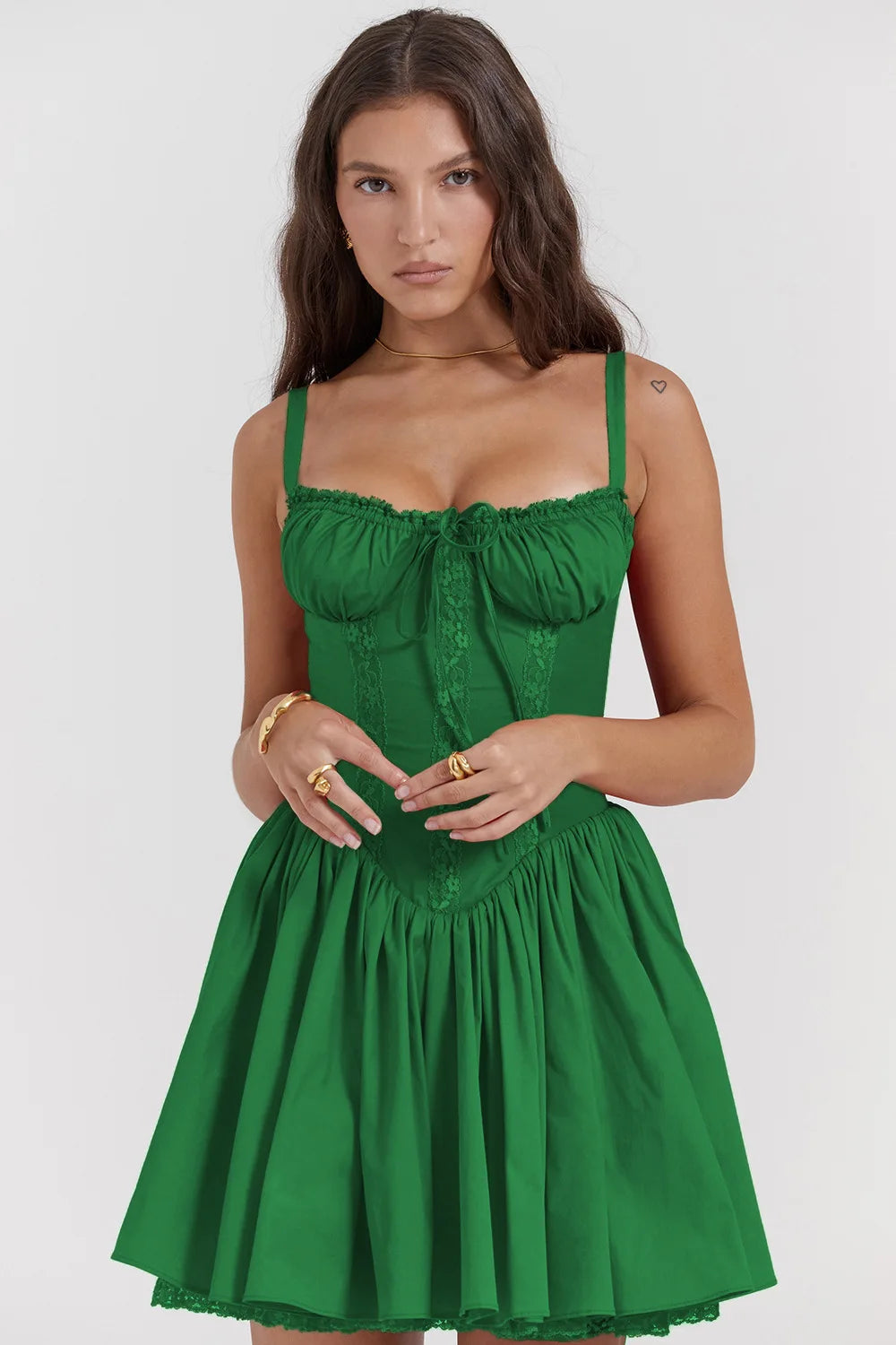Mini Abito Corsetto in Pizzo Floreale – Estate 2025, Bianco/ Giallo/Rosso/Blu