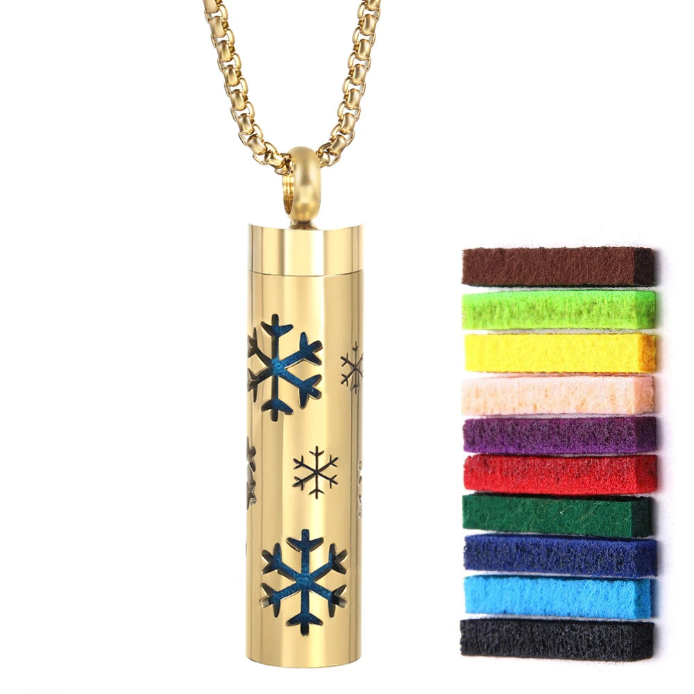 Collana dorata con diffusore per oli essenziali in acciaio inox – Gioiello aromaterapico profumato per donna