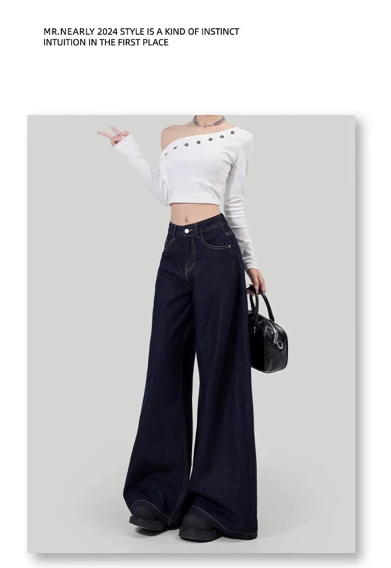 Jeans donna vita alta loose fit – Gamba dritta / wide-leg elegante per l’autunno / inverno
