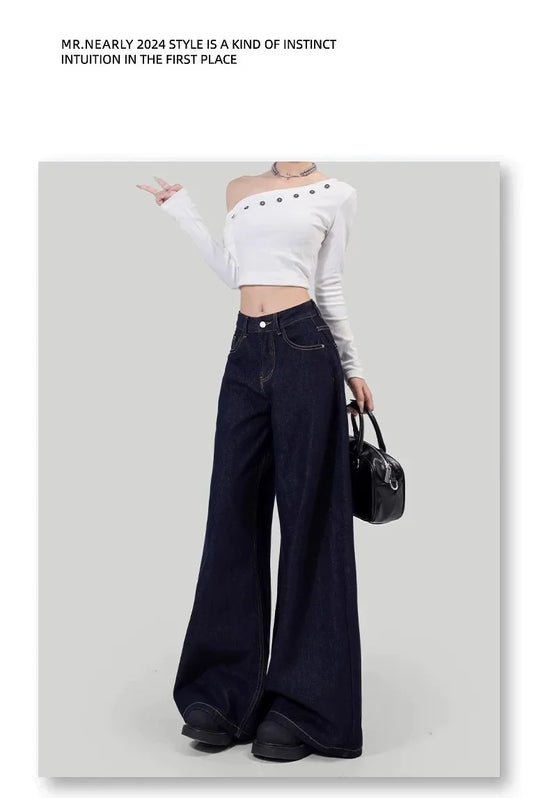 Jeans donna vita alta loose fit – Gamba dritta / wide-leg elegante per l’autunno / inverno