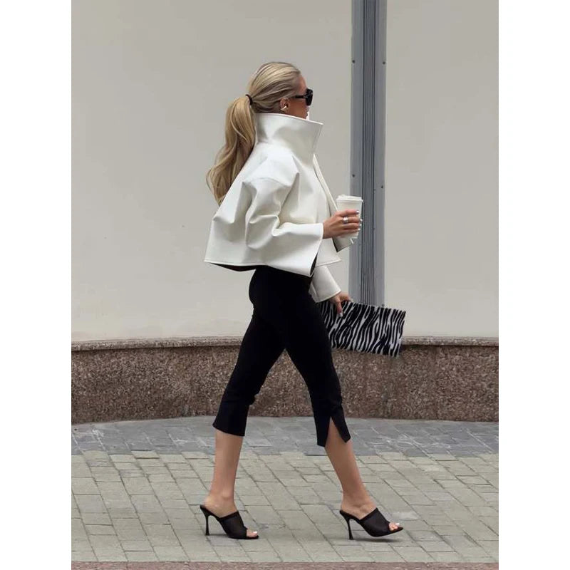 Giacca Donna Effetto Pelle Vintage con Zip - immagine 39